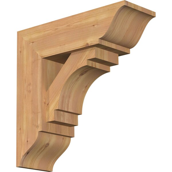Ekena Millwork Merced Traditional Smooth Bracket w/ Offset Brace, Western Red Cedar, 7 1/2"W x 22"D x 22"H BKT0806X22X22MRC01SWR - main
